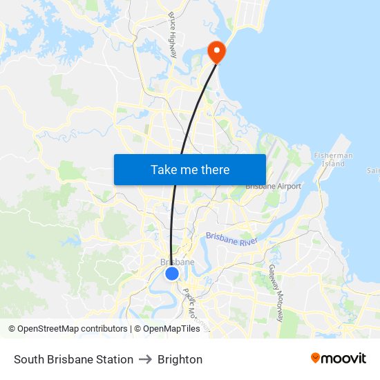 South Brisbane Station to Brighton map