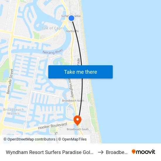 Wyndham Resort Surfers Paradise Gold Coast to Broadbeach map