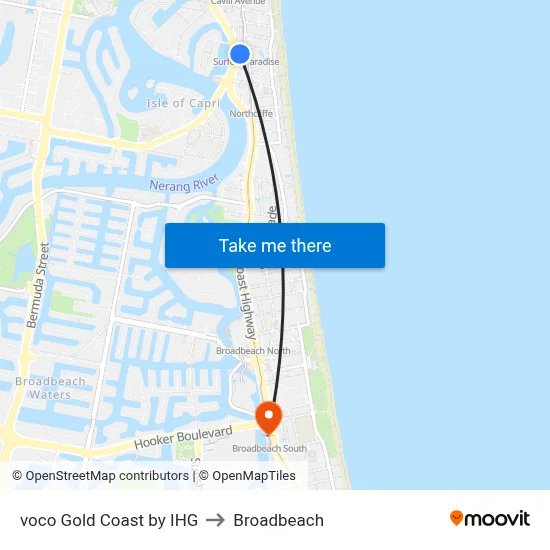 voco Gold Coast by IHG to Broadbeach map