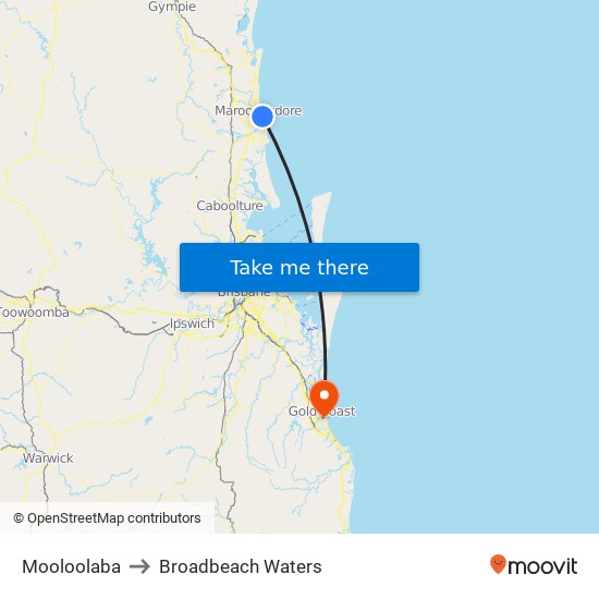 Mooloolaba to Broadbeach Waters map