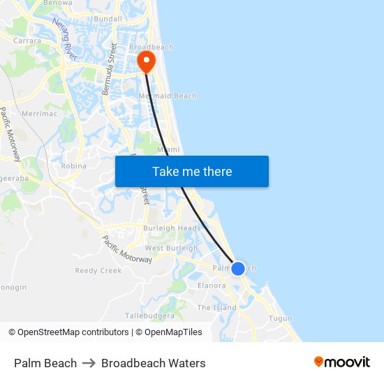 Palm Beach to Broadbeach Waters map