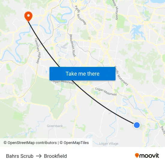 Bahrs Scrub to Brookfield map