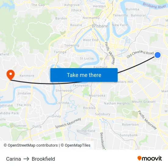 Carina to Brookfield map