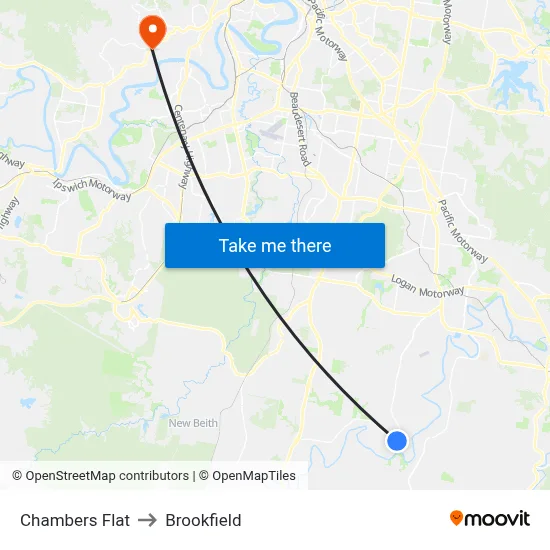 Chambers Flat to Brookfield map