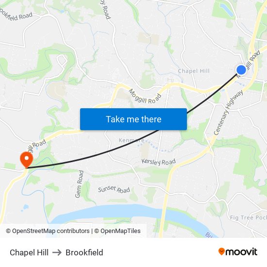 Chapel Hill to Brookfield map