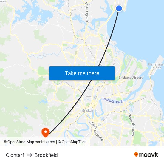 Clontarf to Brookfield map