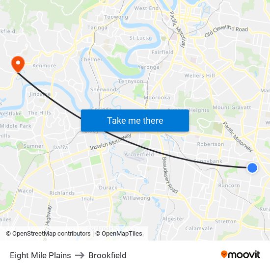 Eight Mile Plains to Brookfield map