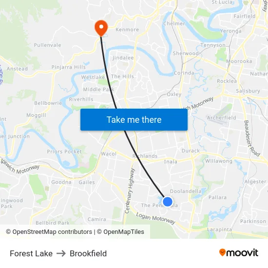 Forest Lake to Brookfield map
