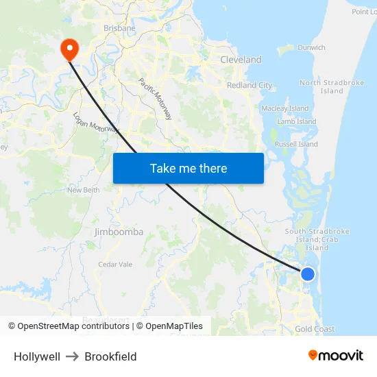 Hollywell to Brookfield map