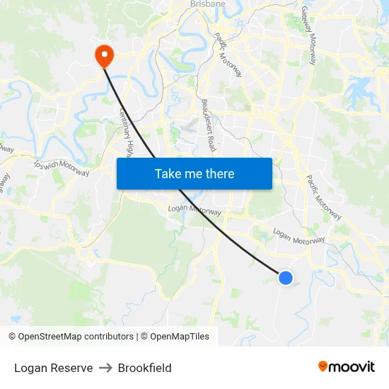 Logan Reserve to Brookfield map