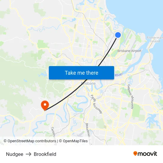 Nudgee to Brookfield map