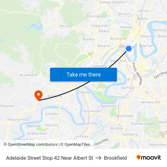 Adelaide Street Stop 42 Near Albert St to Brookfield map