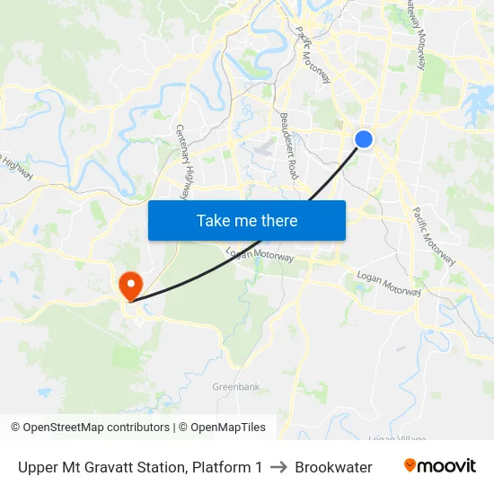 Upper Mt Gravatt Station, Platform 1 to Brookwater map