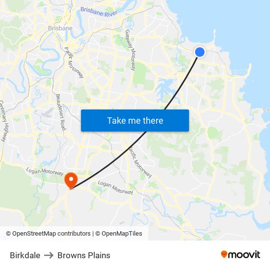 Birkdale to Browns Plains map