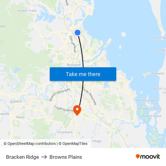 Bracken Ridge to Browns Plains map