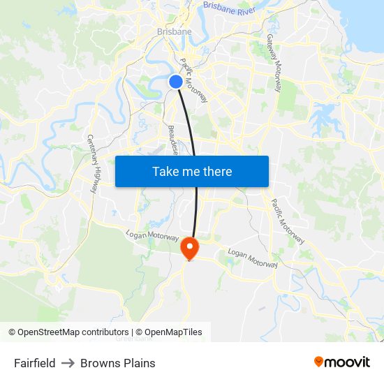 Fairfield to Browns Plains map