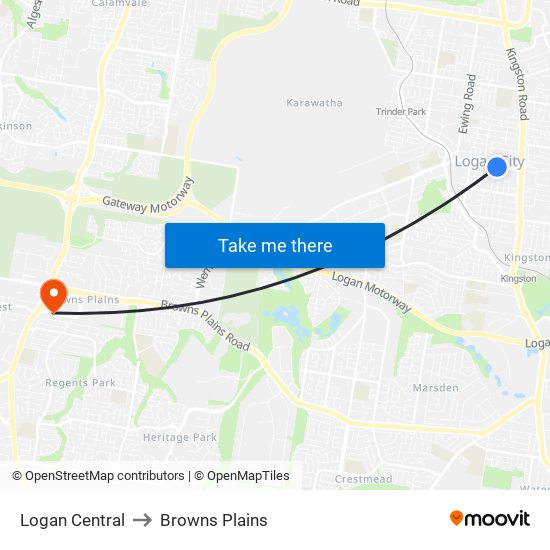 Logan Central to Browns Plains map