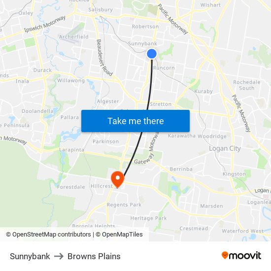 Sunnybank to Browns Plains map