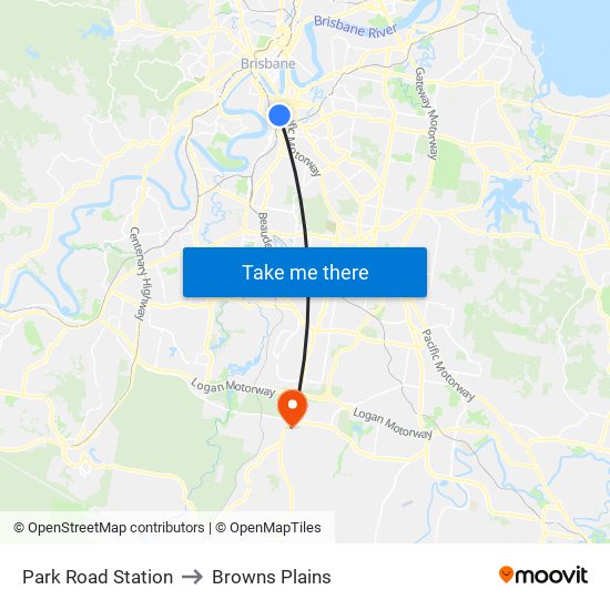 Park Road Station to Browns Plains map