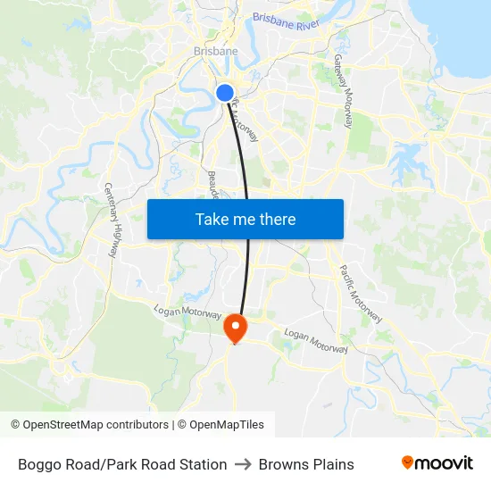 Boggo Road Station to Browns Plains map