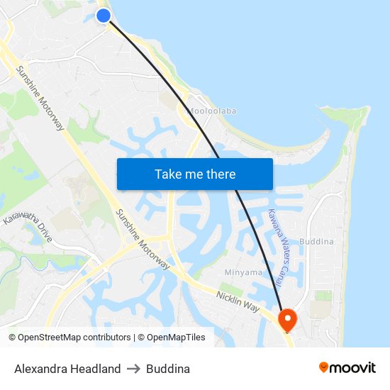 Alexandra Headland to Buddina map