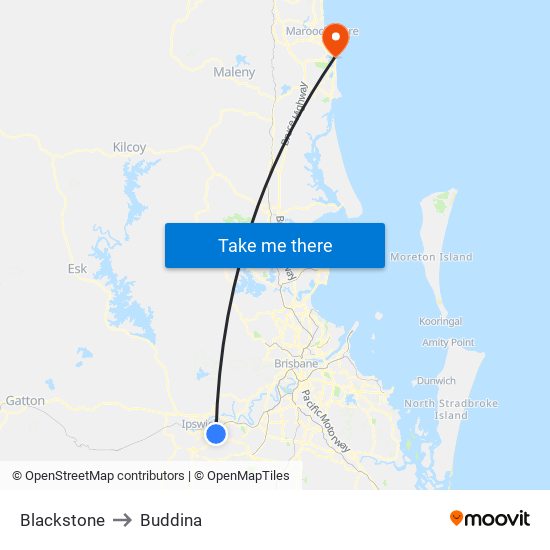 Blackstone to Buddina map