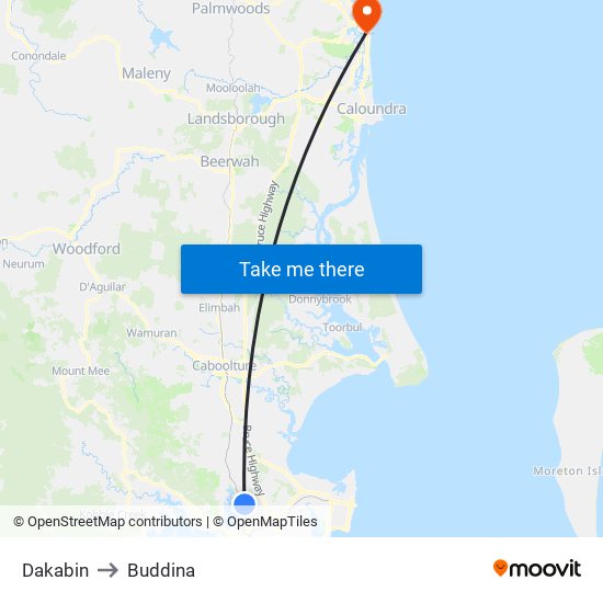 Dakabin to Buddina map