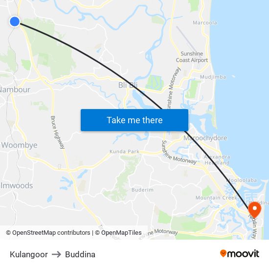 Kulangoor to Buddina map