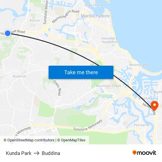 Kunda Park to Buddina map