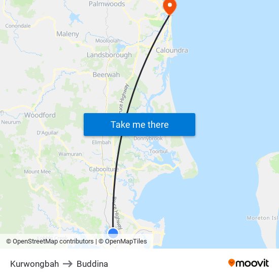 Kurwongbah to Buddina map