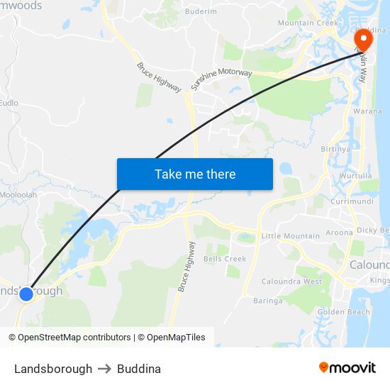 Landsborough to Buddina map