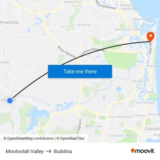 Mooloolah Valley to Buddina map