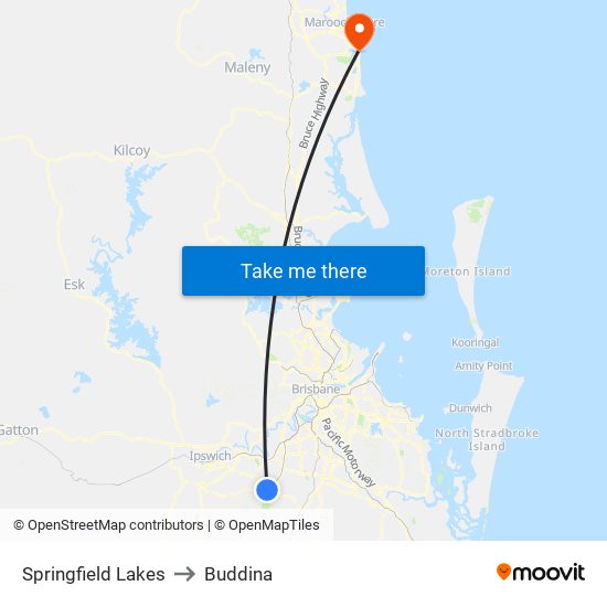 Springfield Lakes to Buddina map