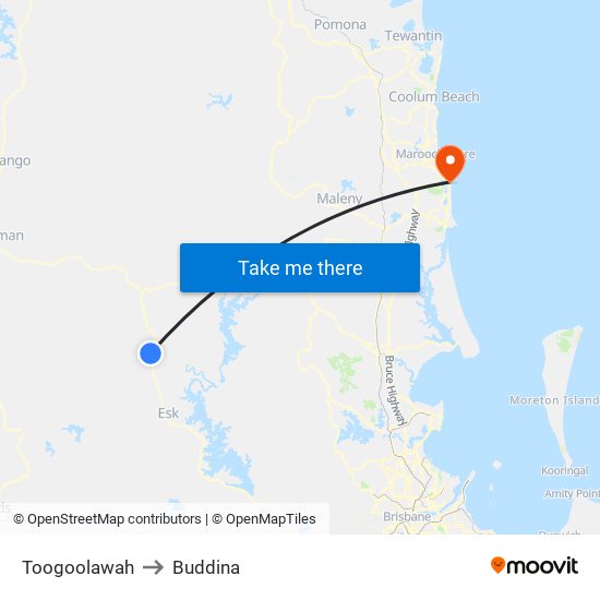 Toogoolawah to Buddina map