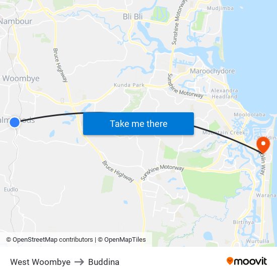 West Woombye to Buddina map