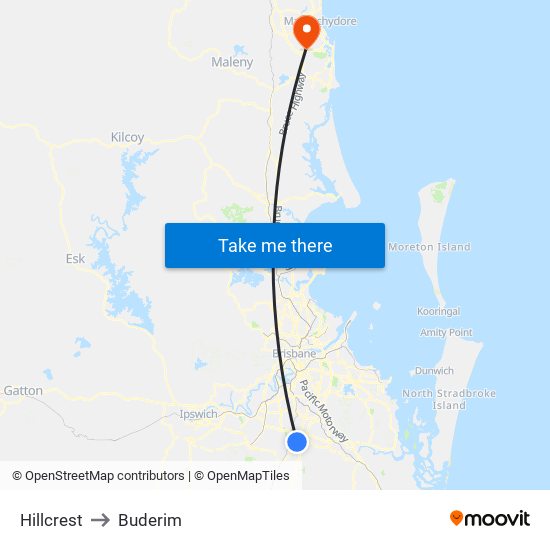 Hillcrest to Buderim map