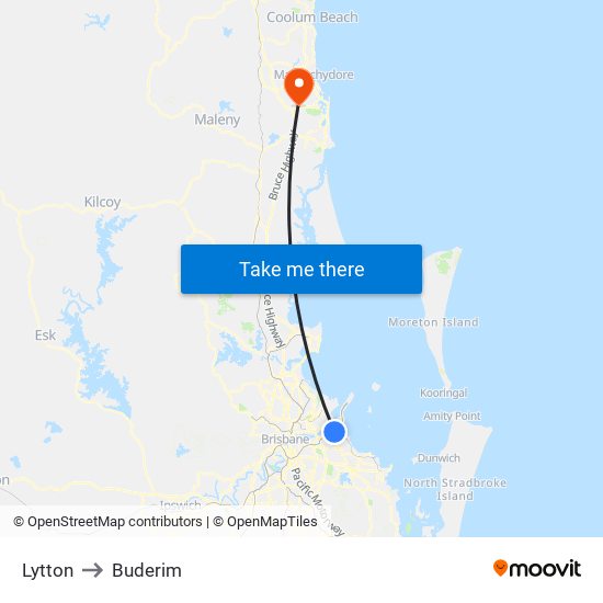 Lytton to Buderim map