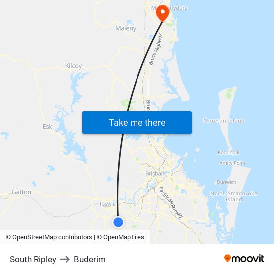 South Ripley to Buderim map