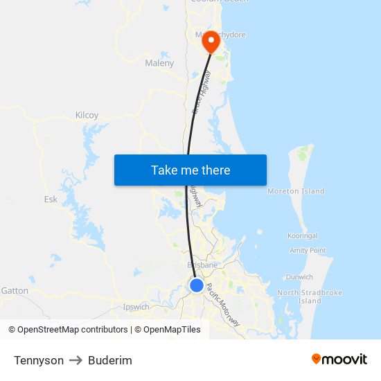 Tennyson to Buderim map