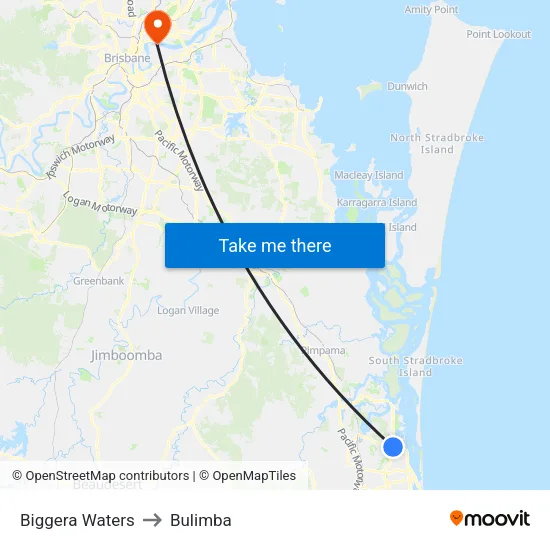 Biggera Waters to Bulimba map