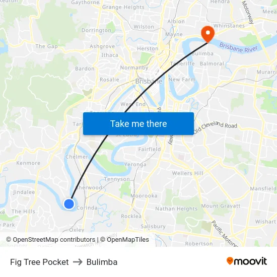 Fig Tree Pocket to Bulimba map