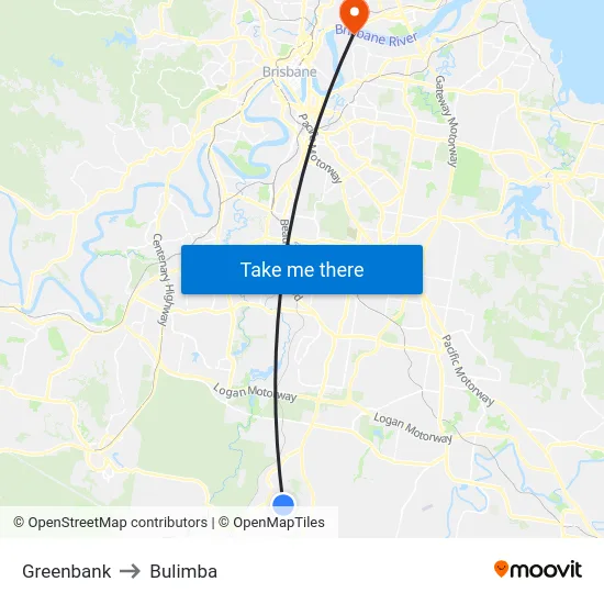 Greenbank to Bulimba map