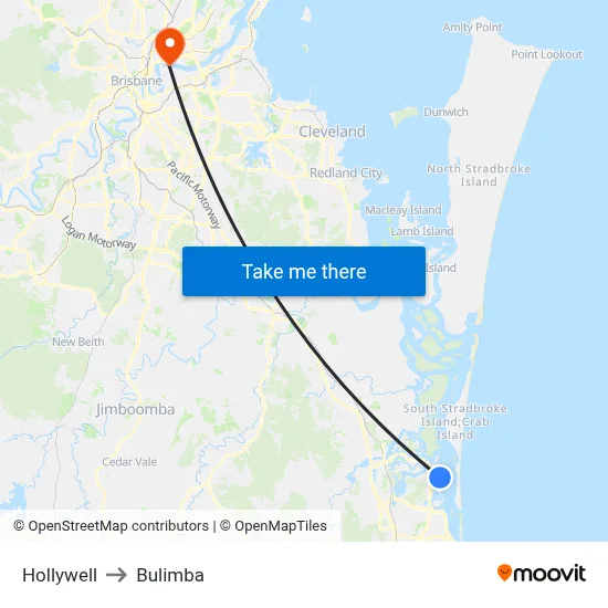 Hollywell to Bulimba map