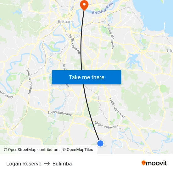 Logan Reserve to Bulimba map