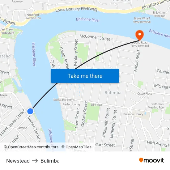Newstead to Bulimba map