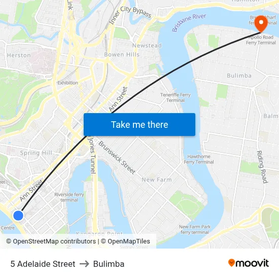 5 Adelaide Street to Bulimba map