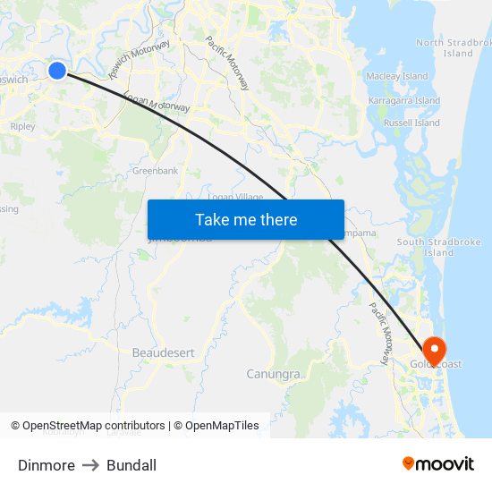 Dinmore to Bundall map