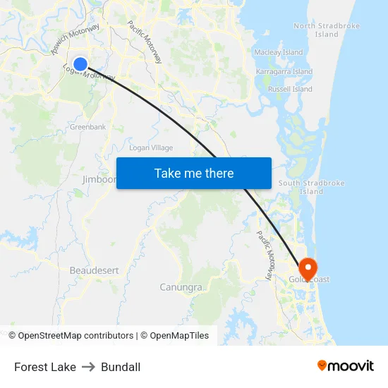 Forest Lake to Bundall map