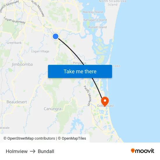 Holmview to Bundall map