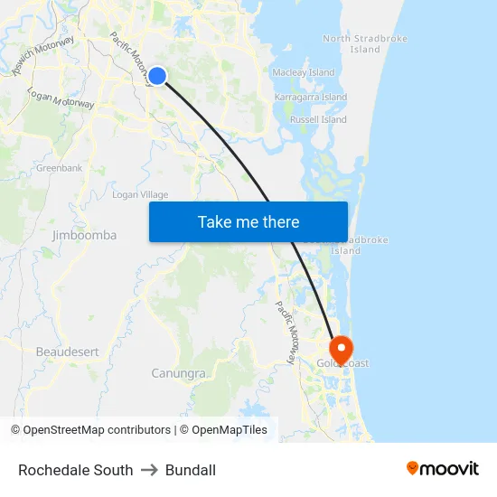 Rochedale South to Bundall map